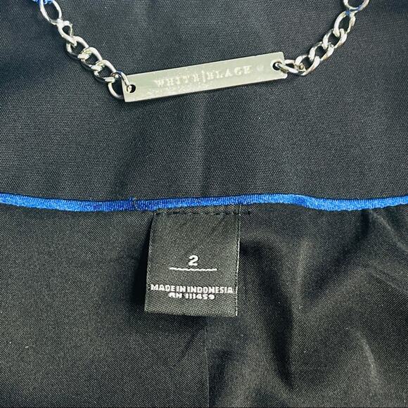 White House Black Market blue jacket with ruffle collar Size 2 - Picture 9 of 12